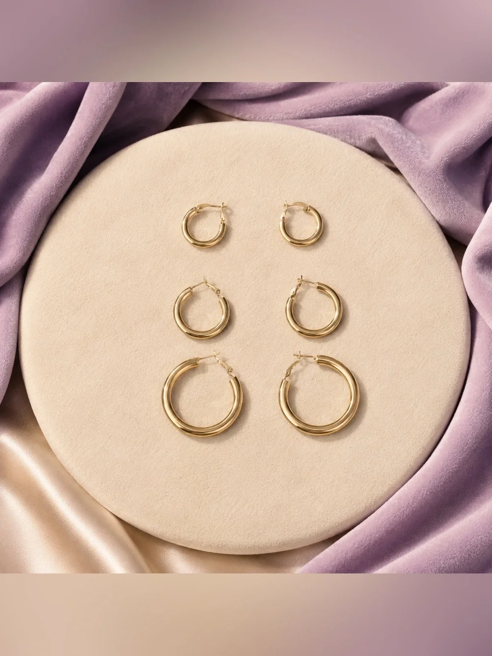 Gold tone Hoop Earring Set - Classic Women's Jewelry